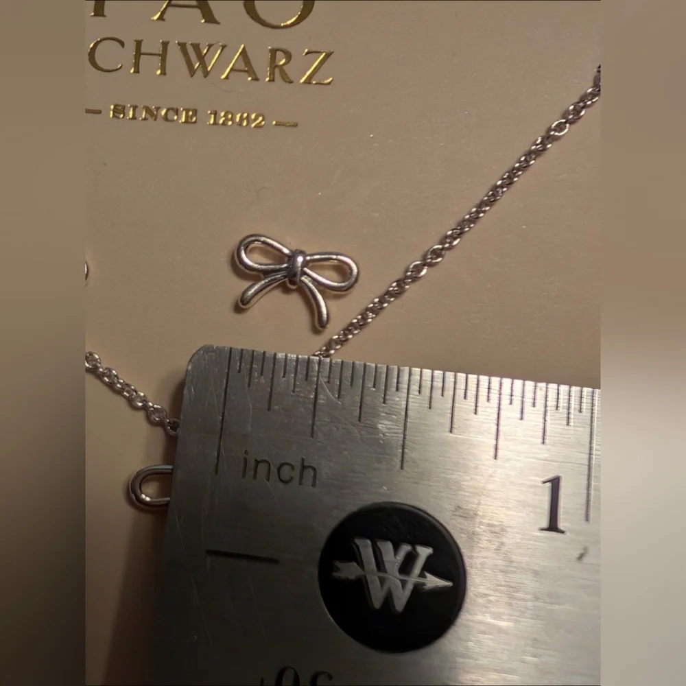 FAO Schwarz Fine Silver Plate Bow Necklace Set